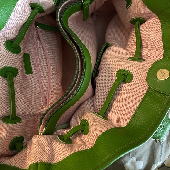 Dooney & Bourke Bright Green Pebbled Leather Tote with Buckle Straps - Picture 5 of 7